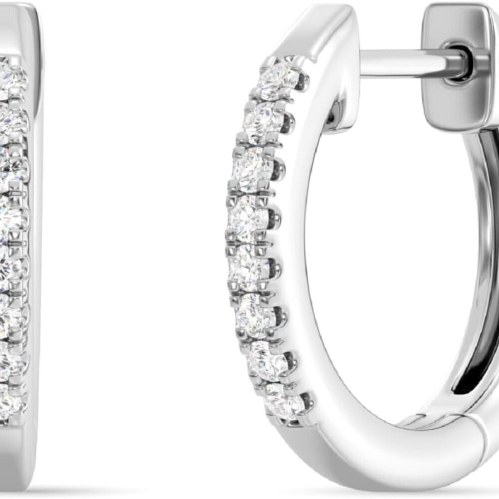 Lab-Grown Diamond Hoop Earrings Sterling Silver 1/10 Carat Hypoallergenic